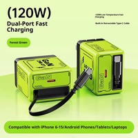 Chargeur de téléphone portable à charge rapide 120W en nitrure de gallium Type-C PD 3.0 avec protection OTP et câble télescopique