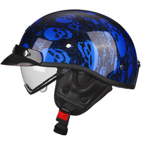Casque de moto électrique unisexe demi-casque ABS neuf toutes saisons vintage japonais profil bas avec lentille intégrée à dégagement rapide