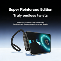 Câble de charge rapide USB-C vers USB-C 240W avec support pliable, câble de données tressé plat Type-C, support de bureau pour téléphone