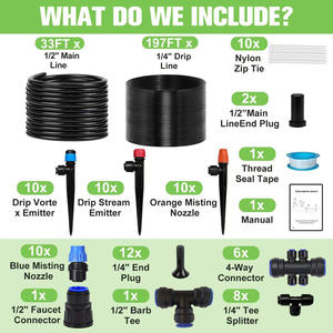 Kit d'irrigation goutte à goutte 1/2 pouce à connexion rapide, 33 pieds, 197 pieds, système d'arrosage de jardin, ensemble de tuyaux automatiques pour fleurs et plantes - Product Image 4