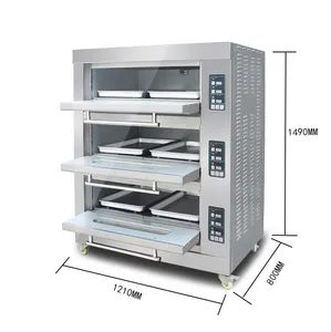 Horno comercial de 3 cubiertas Hornos eléctricos y de gas de 12 bandejas a la venta