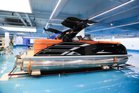Bateau ponton de luxe en aluminium Kinocean à prix de gros, avec un look sportif, une barrière et un salon avant avec table pour 12 passagers