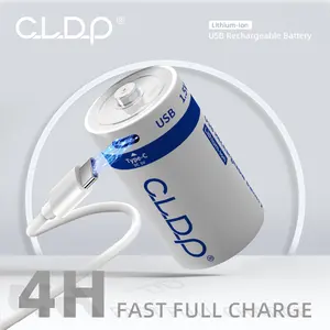 Customized Super Power 1.5v Lithium D Size Rechargeable Batteries Usb Type-C Lr20 D Type Li Ion Rechargeable Battery