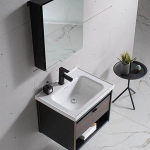Mueble de baño minimalista moderno con lavabo de cerámica integrado termoformado, combinado con lavabo para lavarse la cara - Product Image 3