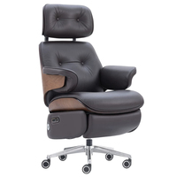 Chaise de bureau électrique de direction inclinable en cuir, siège d'ordinateur réglable en hauteur, base pivotante en métal pour bureau à domicile