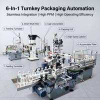 Línea de Producción de Llenado, Tapado y Etiquetado de Líquidos con Bomba Magnética de 4 Cabezales Totalmente Automática, Línea Integrada de Envasado de Botellas