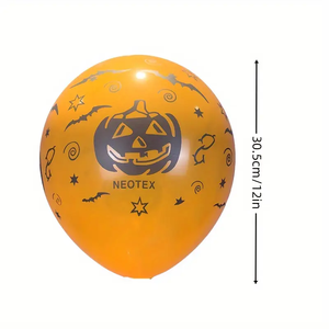 ลูกโป่งยางฮาโลวีน12นิ้วสีดำสีส้มสีขาวกับค้างคาวใยแมงมุมฟักทองพิมพ์ลายแบบสุ่ม100ชิ้น - Product Image 3