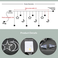 Guirlande lumineuse LED étoile et lune de Noël transfrontalière avec télécommande, indice IP44, 3000K, 350m de long, décorative et festive