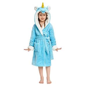Bata de ducha con capucha para niños, albornoces de unicornio de franela - Product Image 3