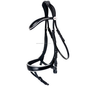 Brida anatómica de cuero Premium de alta calidad, con banda decorativa de cristal para cejas - Product Image 1