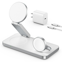 Station de charge 3-en-1 en alliage d'aluminium T8 pour téléphone, montre et écouteurs, chargeur sans fil magnétique rapide 15W 25W pour magasin de marque