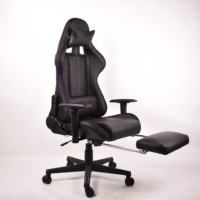 Chaise de jeu ergonomique pour ordinateur avec siège large, hauteur réglable pour adultes, chaise de jeu avec lumière LED et repose-pieds
