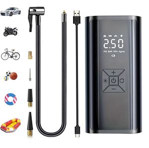 Compresseur d'air numérique sans fil rechargeable 12V pour pneus de voiture, vélos et ballons – Pompe à air portable - Product Image 1