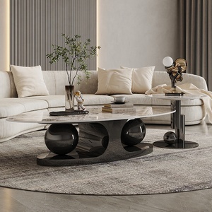 <span class=keywords><strong>Table</strong></span> <span class=keywords><strong>Basse</strong></span> Créative de Designer Luxe <span class=keywords><strong>Moderne</strong></span> Simple en Acier Inoxydable et Plateau en Roche pour Petits Espaces - Product Image 2