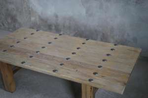 Stile rustico del pannello della vecchia porta riciclato in legno massello naturale <span class=keywords><strong>con</strong></span> Nail Design tavolino da caffè - Product Image 3