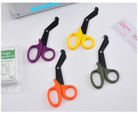 Ciseaux médicaux professionnels d'urgence pour premiers secours, ciseaux à plaquettes en acier inoxydable à lame incurvée noire et bord dentelé, 6 pouces