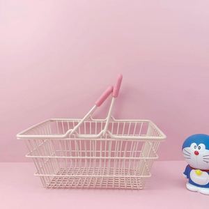 Chariot rose Kawaii Iron Art Mini panier d'achat mignon créatif <span class=keywords><strong>Photo</strong></span> accessoires chariot ornements maison panier de rangement décoratif - Product Image 6