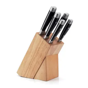 High-end 3CR13 Stainless Steel Forged Kitchen 5 Pcs Knife Set With Wooden Block