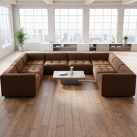 Handgefertigtes Echtleder Modulares L-förmiges Ecksofa U-Sofa Sektional-Set Moderner Komfort Wohnzimmer Innenmöbel