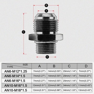 AN6 AN10ตัวลดข้อต่อท่อไฮดรอลิกด้าน M18 M16 M12สำหรับดัดแปลงยานยนต์ - Product Image 5