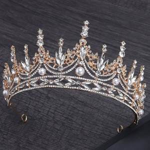 Tiara <span class=keywords><strong>de</strong></span> Princesa con Cristales y Diamantes <span class=keywords><strong>de</strong></span> Imitación Dorados, Corona para Novia, Quinceañera, Boda, Fiesta <span class=keywords><strong>de</strong></span> Graduación, Cumpleaños, Accesorio para el Cabello - Product Image 1