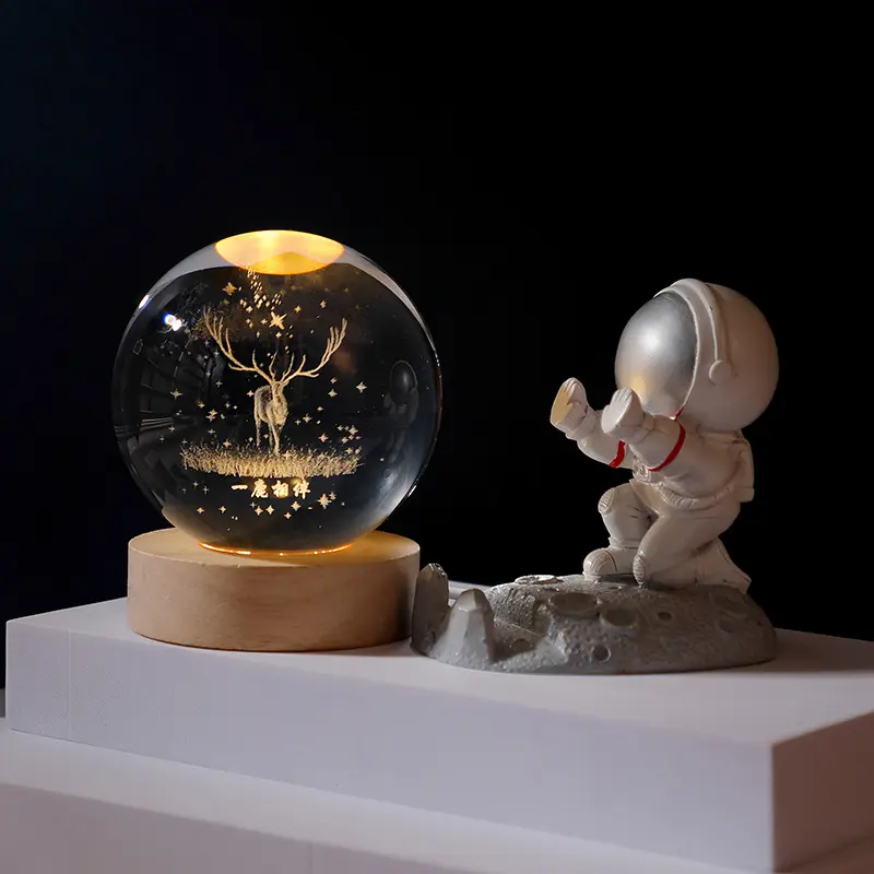 Esfera de cristal 3D Saturno 6/8 cm Bola decorativa gravada a laser Planetas modelo bola global decoração de casa Astrophile luz para presente