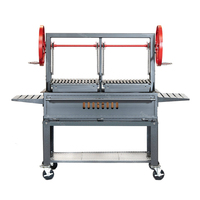 Barbecue d'extérieur pour plus de 5 personnes, réglable, portable, avec chariot, sécurité des flammes, acier durable, revêtement en poudre, facile à assembler
