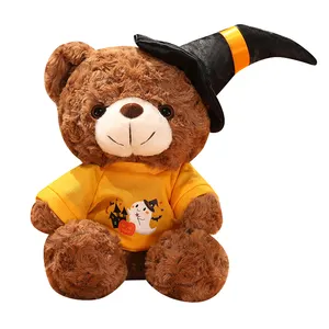 hot sale halloween gifts customization all kinds of soft plush halloween bears doll toy with halloween hat, bowtie, T-shirt