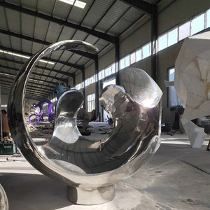 Escultura de Espejo de Acero Inoxidable Jiahua, Escultura Abstracta Irregular para Montar en el Suelo, Instalación de Arte Hecha a Mano - Product Image 3