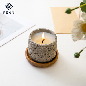 Bougie décorative en céramique givrée, design <span class=keywords><strong>original</strong></span> unique nordique, porte-bougie coloré, pot à bougie en béton vide, décoration d'intérieur, pot à bougie en ciment - Product Image 3