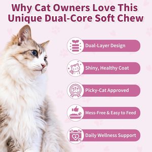 Friandises croquantes et crémeuses pour la santé de la peau et du pelage des chats avec des oméga 3 6 9, vitamines C E, <span class=keywords><strong>biotine</strong></span>, compléments alimentaires pour la santé des animaux de compagnie, chats - Product Image 4