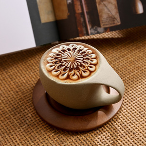 แก้วกาแฟเซรามิกทรงโมเดิร์นพร้อมหูจับรูปพระจันทร์เสี้ยว ดีไซน์ดินเผาหยาบหรูหรา บรรจุในกล่องของขวัญ ใช้กับไมโครเวฟและเครื่องล้างจานได้ - Product Image 3