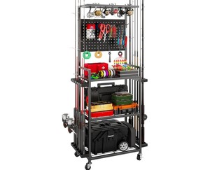 Support de <span class=keywords><strong>rangement</strong></span> pliable <span class=keywords><strong>à</strong></span> cinq niveaux en acier au carbone noir pour cannes <span class=keywords><strong>à</strong></span> <span class=keywords><strong>pêche</strong></span>, avec roues, multifonctionnel, pour leurres et moulinets, livraison rapide - Product Image 1