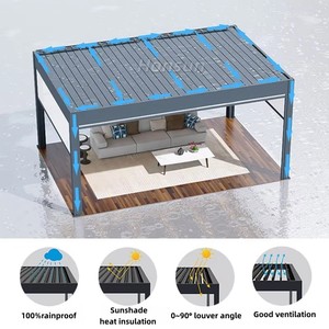 Pergola autoportante en aluminium, gazebo moderne d'extérieur, pavillon de jardin imperméable avec lames orientables pour patio et cour - Product Image 6