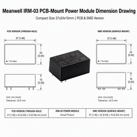Module d'alimentation AC-DC Mean Well IRM-03 3W, large plage d'entrée 85-305Vac, 3.3V 5V 12V 15V 24V, alimentation miniature à montage sur circuit imprimé