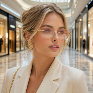 Gafas de Sol Premium con Protección UV400, Sin Montura, Corte Diamante, Adorno de Cabeza de Leopardo, Material de Lujo, para Conducir, Viajar y Salidas - Product Image 2