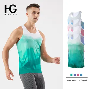 4 Colors Tie-dye Summer Vest Mens Fitness Running Training Leisure Polyester Breathable Gym Men's Sports Vest