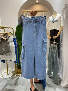 Gonna in Jeans Vintage <span class=keywords><strong>a</strong></span> <span class=keywords><strong>vita</strong></span> <span class=keywords><strong>alta</strong></span> da donna nuova gonna <span class=keywords><strong>a</strong></span> tubino lunga <span class=keywords><strong>a</strong></span> trapezio da donna gonna in Denim di grandi dimensioni - Product Image 6