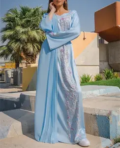 Robe de soirée de luxe pour femmes musulmanes, Abaya, broderie Jalabiya, vente en ligne, haut musulman