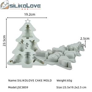 Moule à gâteau en silicone antiadhésif LFGB Platinum sans BPA, en forme d'arbre et de renne, 6 cavités, pour Noël, fabriqué par MUYULINS - Product Image 4