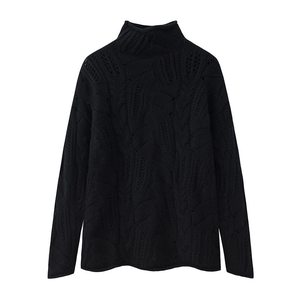 GUOOU personalizado Cable flor tejido silueta Oversize Plus Cachemira Jumper suéter mujeres - Product Image 4