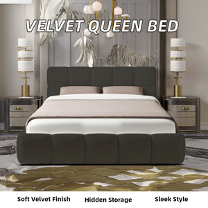 Offerta Speciale: Letto Matrimoniale XL Moderno Imbottito con Contenitore, Lampada da Lettura, Porta USB, Testiera Larga Senza Comodini, Materasso in Velluto - Product Image 2
