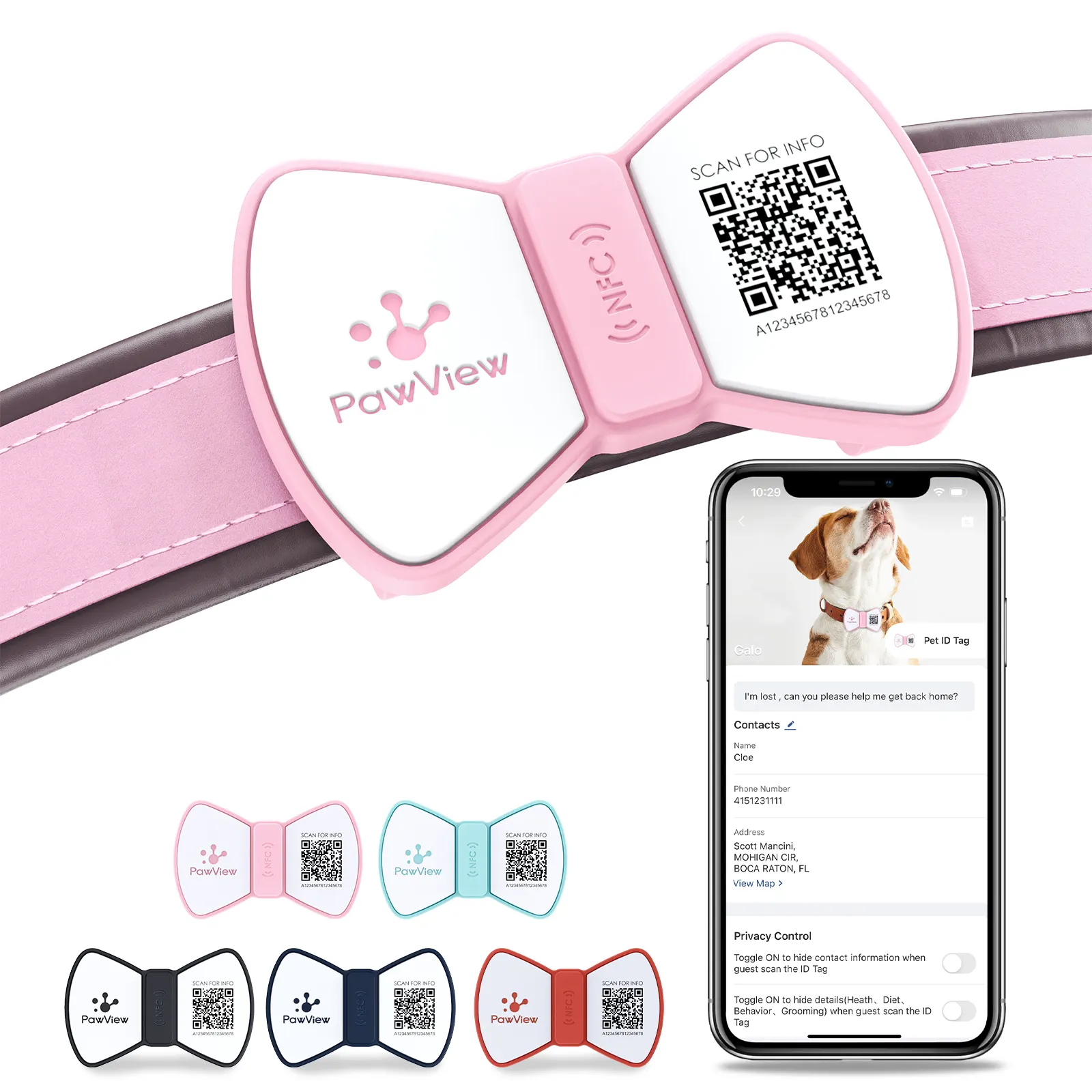 Pawview AirTag NFC silikon Tag ID Anjing ramah dengan aplikasi gratis eksklusif berbagai fungsi