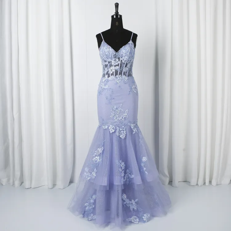 Высококачественное Тюлевое вышитое платье на бретелях-спагетти для выпускного вечера большого размера Вечерние платья Вечернее платье