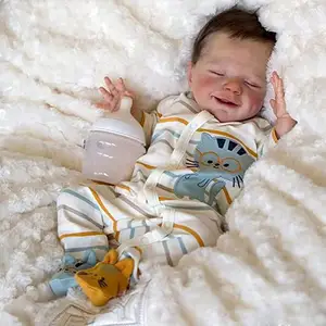 Gerçek bebek bebek 18 "el yapımı gerçekçi yenidoğan bebek bebek yumuşak silikon tam vücut Reborn Baby Doll