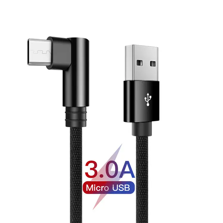 OEM L Shape Nylon Braided 90 Degree For Samsung Cable Game Cable V8 Kabel Micro USB 2.1 Charge Custom Data Cable With USB Micro