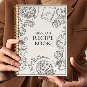 สมุดร่างสมุดบันทึกอาหาร1ชิ้นพร้อมภาพประกอบการทำอาหารสีดำสีขาว5.5 "x 8.3" 50แผ่นเกลียวที่ทนทานผูกพันสำหรับบ้าน - Product Image 5