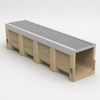 Caniveau de drainage souterrain extérieur moderne en béton polymère préfabriqué, étanche et durable, avec grille