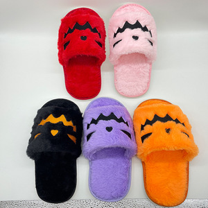 Autumn Pink <strong>Orange</strong> Halloween Pumpkin Lantern Slippers Soft Furry Comfort Closed Toe <strong>Slides</strong> Outdoor Fuzzy House Slippers - Product Image 6