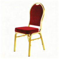 Chaises de banquet d'hôtel en acier durable, empilables, avec revêtement rouge, pour mariage, cérémonie, salle de conférence, utilisation VIP